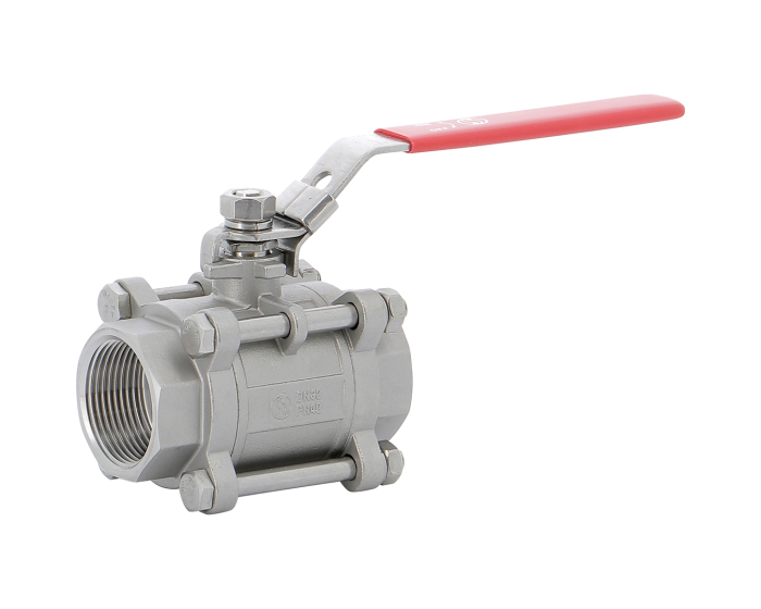 Stainless steel ball valve 744 3-piece body NPT 1/2''